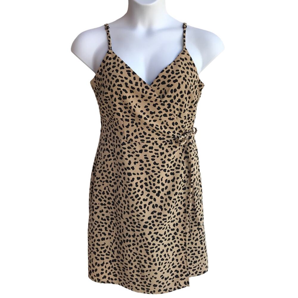 Sanctuary Cheetah Print Summer Wrap Dress - Cute, with Flaws - size L
